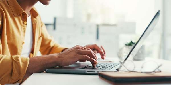 Working at computer